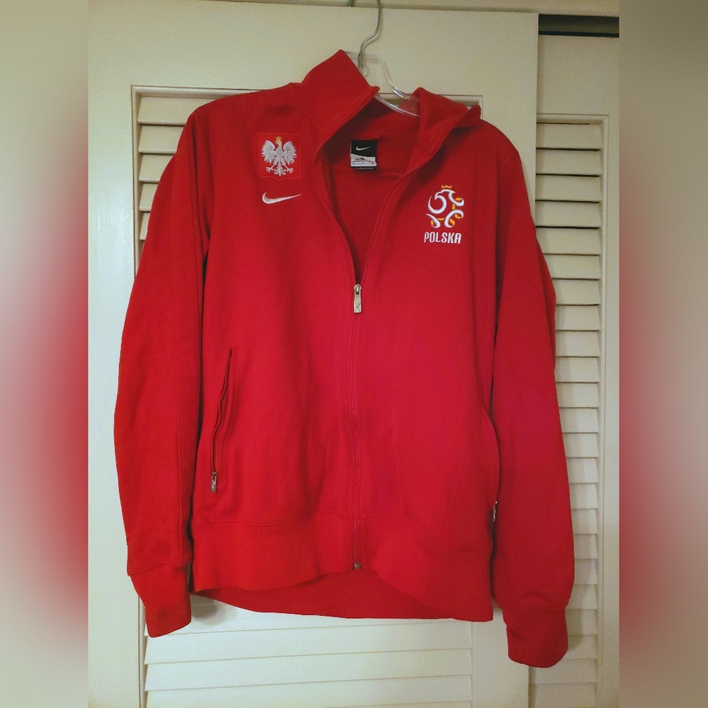 Red Nike Team Poland Athletic Jacket, size large